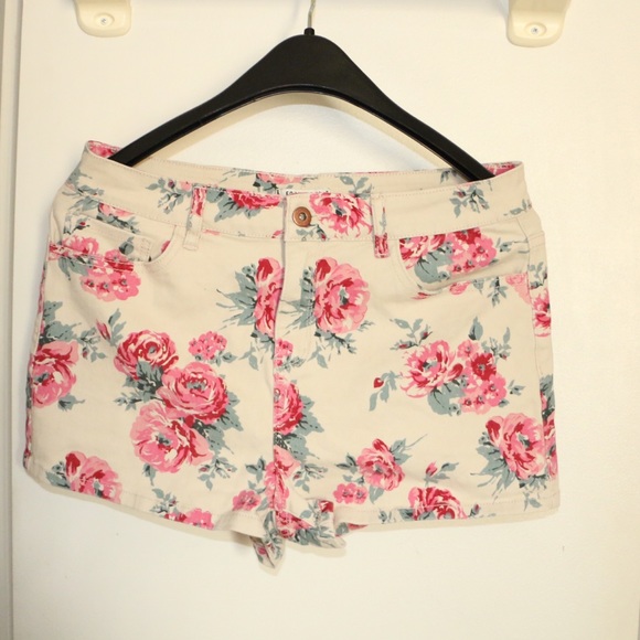 Forever 21 Cream and Floral Shorts
