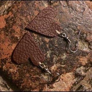 Leather heart earrings