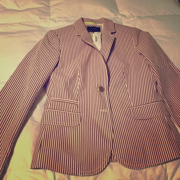 J. Crew red seersucker blazer BRAND NEW!