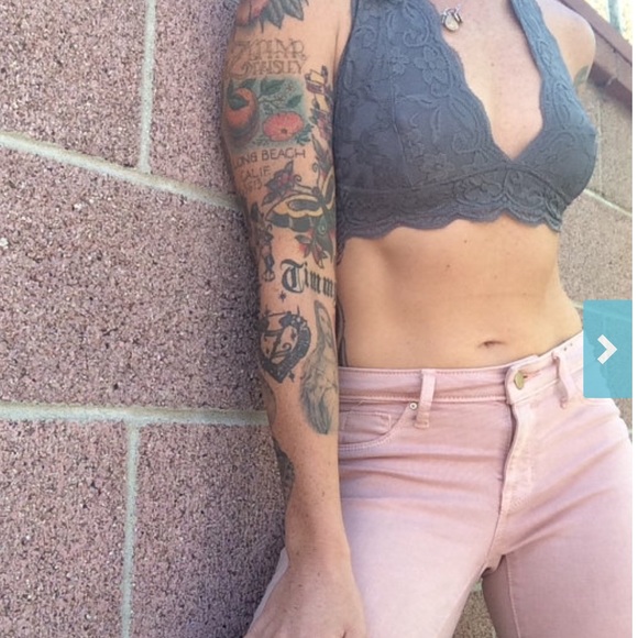 Lace BRALETTE, halter lace BRALETTE , GRAY BRA😍😍 - Picture 3 of 4