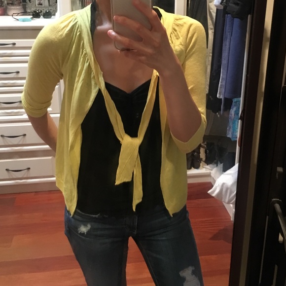 J Crew linen & silk yellow tie cardigan size XS