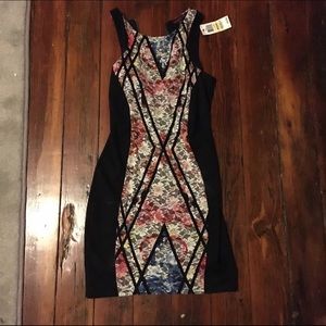Body con dress with lace front and back detail