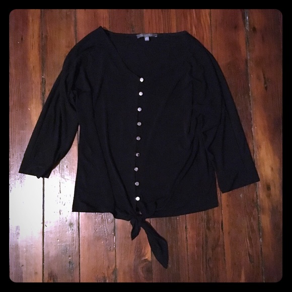 Black button and tie front shirt - Picture 1 of 1