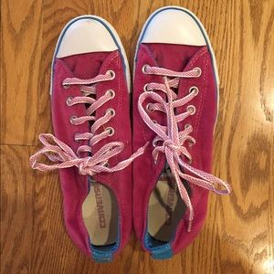 Pink/Blue Low Top Converse