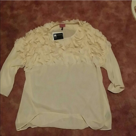 Ruffled beige sheer top