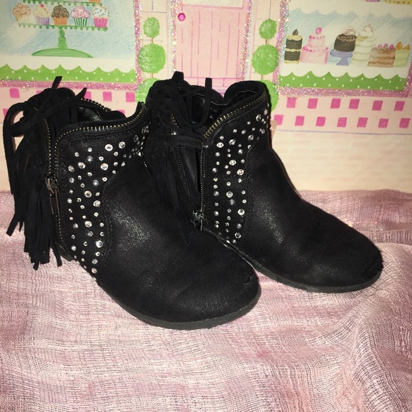 Black Justice Rhinestone Booties