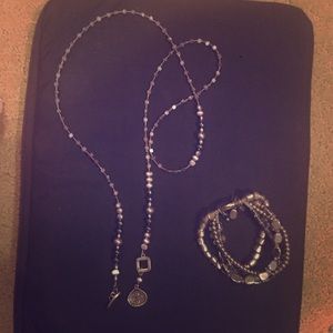 Multi strand bracelet & adjustable length necklace