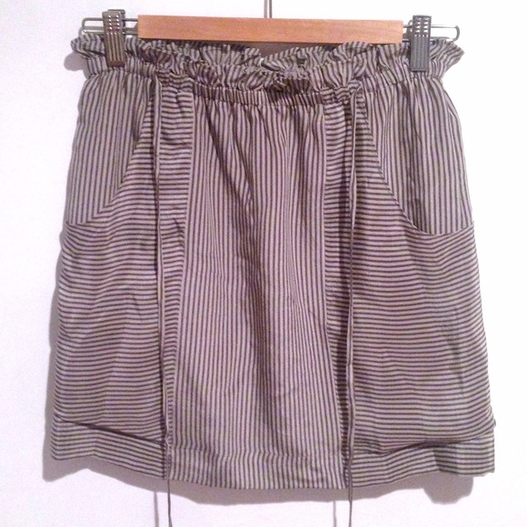 F21 Striped Gray Silk Paper Bag Skirt