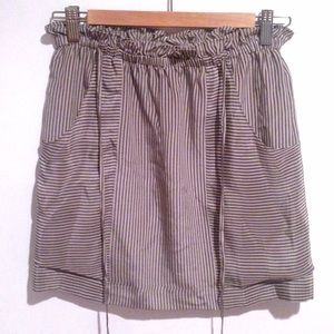 F21 Striped Gray Silk Paper Bag Skirt