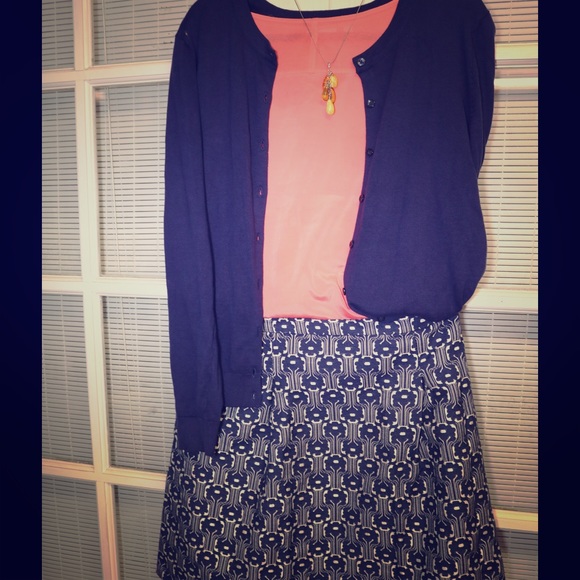 Max Studio blue print skirt