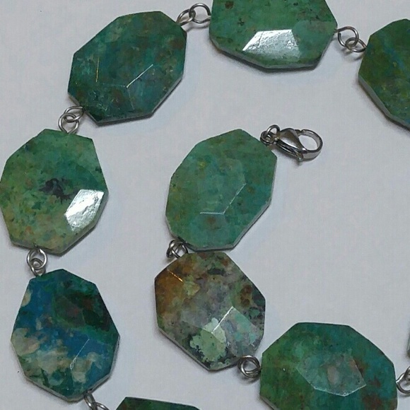 Genuine Chrysocolla turquoise stainless steel neck - Picture 2 of 4