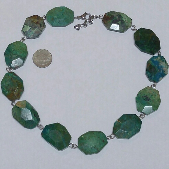 Genuine Chrysocolla turquoise stainless steel neck - Picture 3 of 4