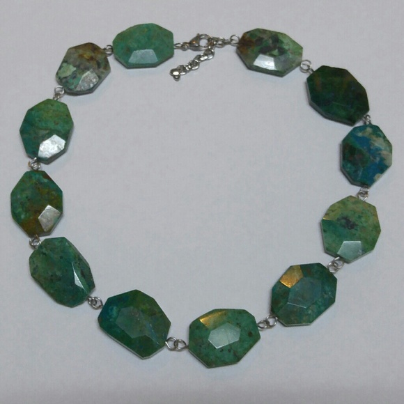 Genuine Chrysocolla turquoise stainless steel neck - Picture 4 of 4