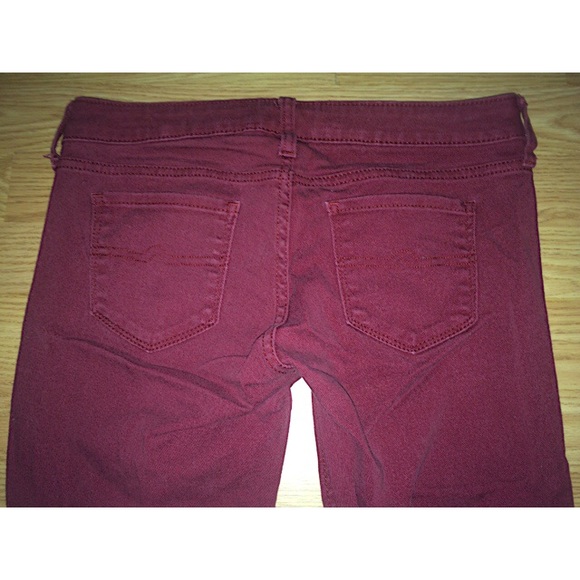 Junior Arizona Mid Rise Burgundy Jeans - Picture 2 of 3