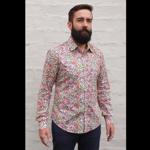 NWT Custom Hand Made Floral Button Up