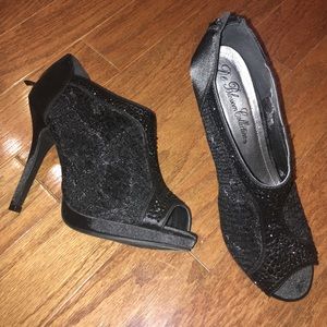Black bootie style lace heels