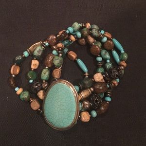 Topaz and brown multi strand bracelet