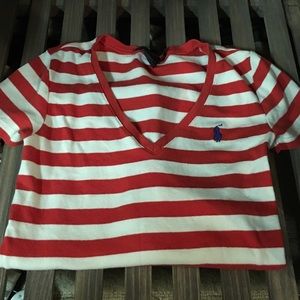 POLO RALPH LAUREN red and white striped shirt