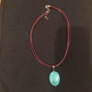 Leather and topaz necklace