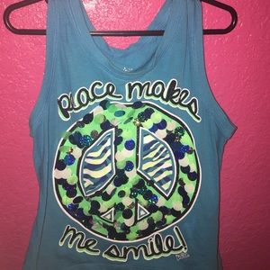 Blue sequin tank