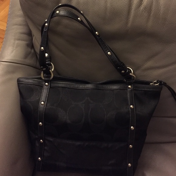 Coach Handbags - Coach signature black tote