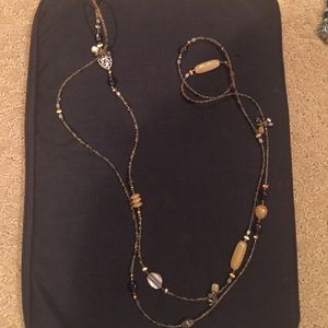 Long bronze and silver necklace
