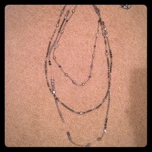 Triple strand black and silver necklace