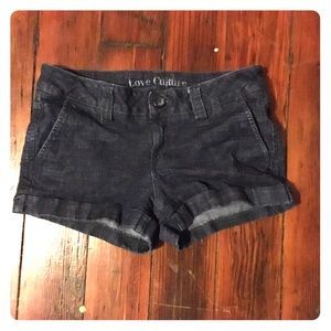 Dark denim shorts with bow detail