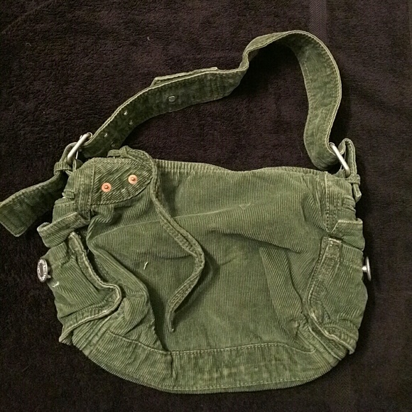 Green corduroy shoulder bag
