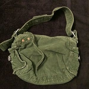 Green corduroy shoulder bag
