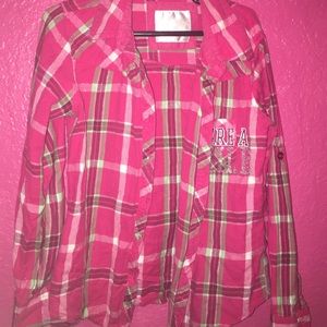 Pink/turquoise Plaid long sleeve shirt