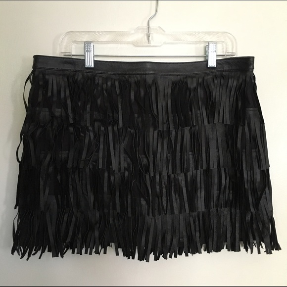 Zara Faux Leather Fringe Skirt