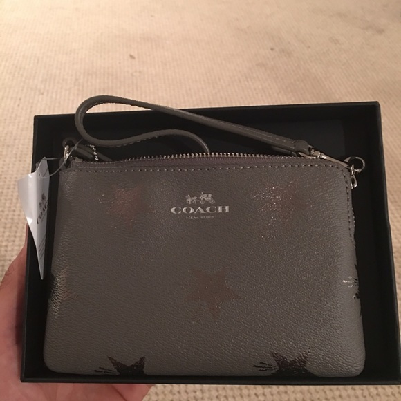 Gray star coach wristlet