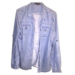 Blue jean button up top!!