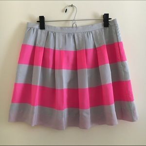 J Crew Neon Pink/Grey Striped Skirt