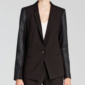 Bloomingdale's Aqua Faux Leather Blazer