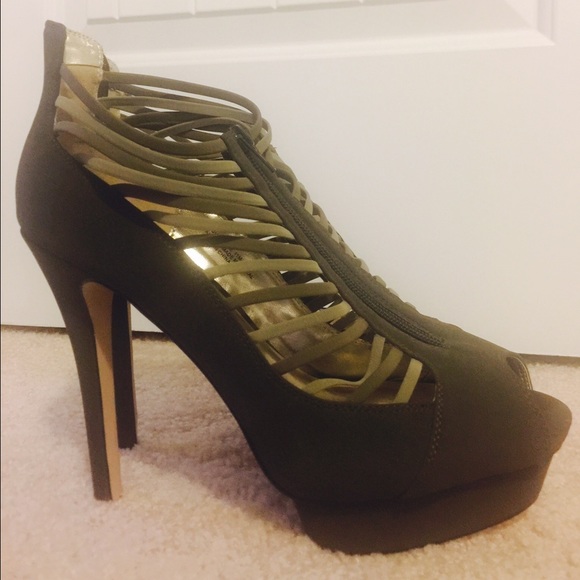 Olive green platform heels