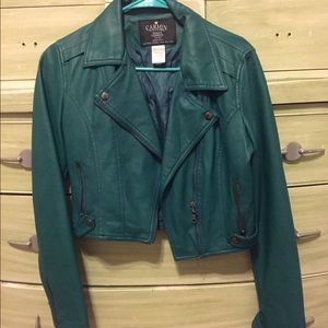 Emerald green leather jacket