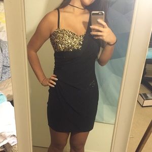 Black and Gold Sequin Dress