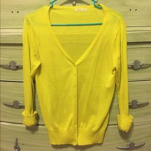 Bright yellow cardigan