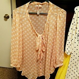 Pastel polka dot sheer top