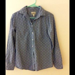 J. Crew polka dot boyfriend chambray button down J. Crew polka dot boyfriend chambray button down