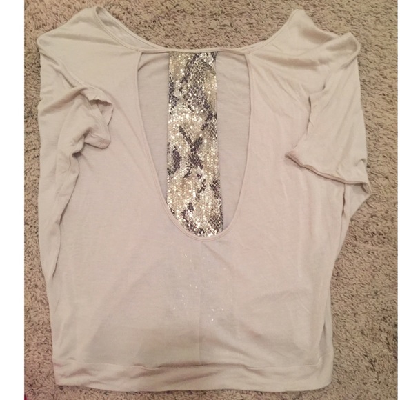 Express taupe top with embellished back