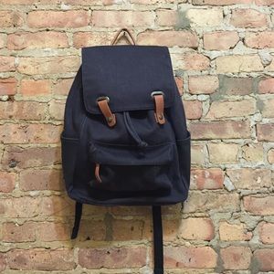 Everlane Navy Denim Drawstring Backpack