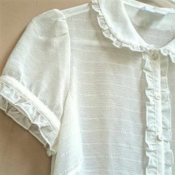 LOFT Tops - Loft Ivory Ruffle Blouse - NWOT