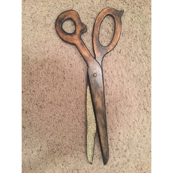 Gold and bronze scissor wall decor