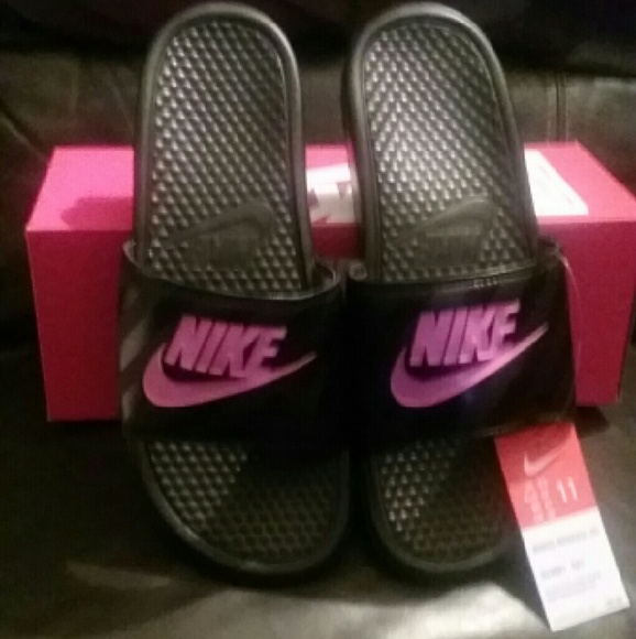 Women's Size 11 Nike Slides Pink/Black