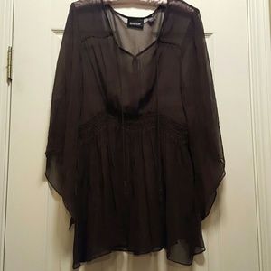 Avenue Chocolate Brown Sheer Top size 14/16!