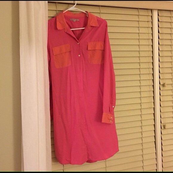 Pink&salmon colored shirt dress