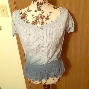 Blue Ombré Peasant Shirt